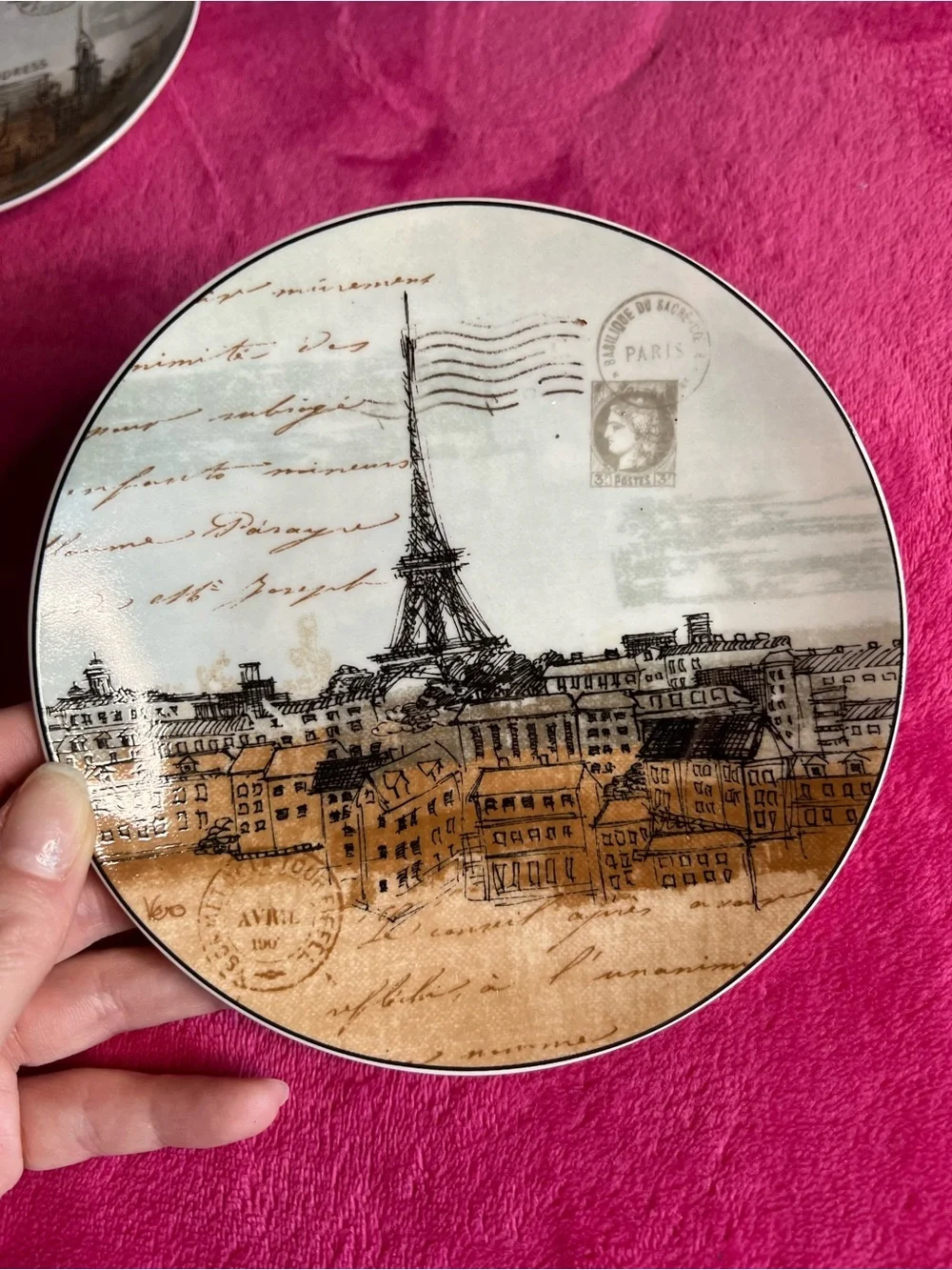 (4) Pier One 6” Appetizer Plates- Paris, London, Italy, New York